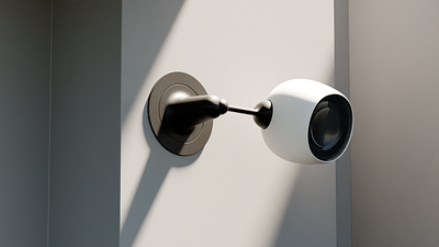 3D wall-mounted surveillance camera 3d animation branding graphic design logo motion graphics ui