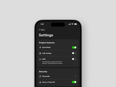 On/Off Toggle Switch for a Settings Page dark mode figma ios light mode settings switch toggle ui user experience user interface ux