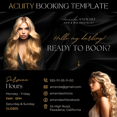Acuity Scheduling Design, Canva Template for Hair Stylist acuity hairdresser ui