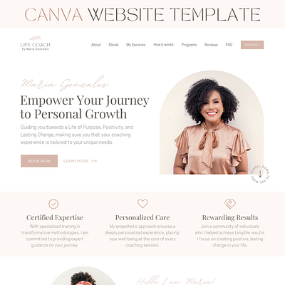 Coaching Website Template, Canva Website for Life Coaches coaching business ui
