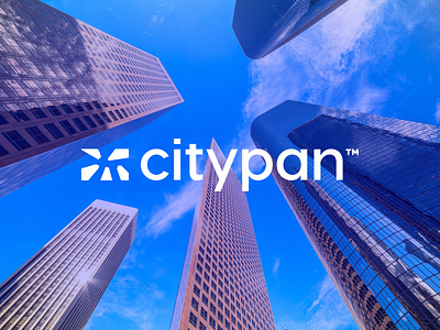 CityPan Logo blue brand branding city city logo clever modern pictogram purple simple sky skyline