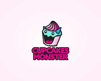 Cupcakes Monster brand character logo cupcakes logo mascot monster