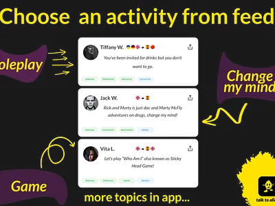 Promo shot from language exchange app presentation mobile promo ui
