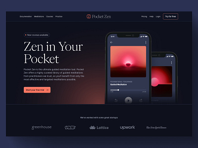 Pocket Zen branding design graphic design illustration minimal ui ux vector website