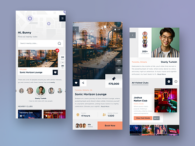 CLUB BOOKING APP 3d animation app branding design graphic design illustration logo motion graphics ui uidesign ux uxdesign uxui uxuidesign