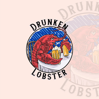 Drunken Lobster Logo beer branding design digital illustration drawing graphic design illustration lobster logo logo design logo illustration logo retro logo vintage vector