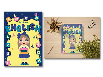 Illustration for cover of English textbook for kids adobe illustrator cover design english flat personage for kids graphic design illustration textbook