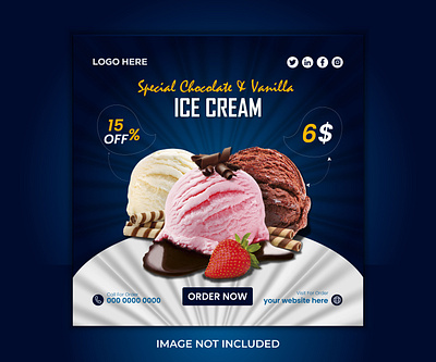 Ice Cream Social Media Design amacrtve design graphic design ice cream ice cream social media design ice cream design illustration post design social media social media design vector