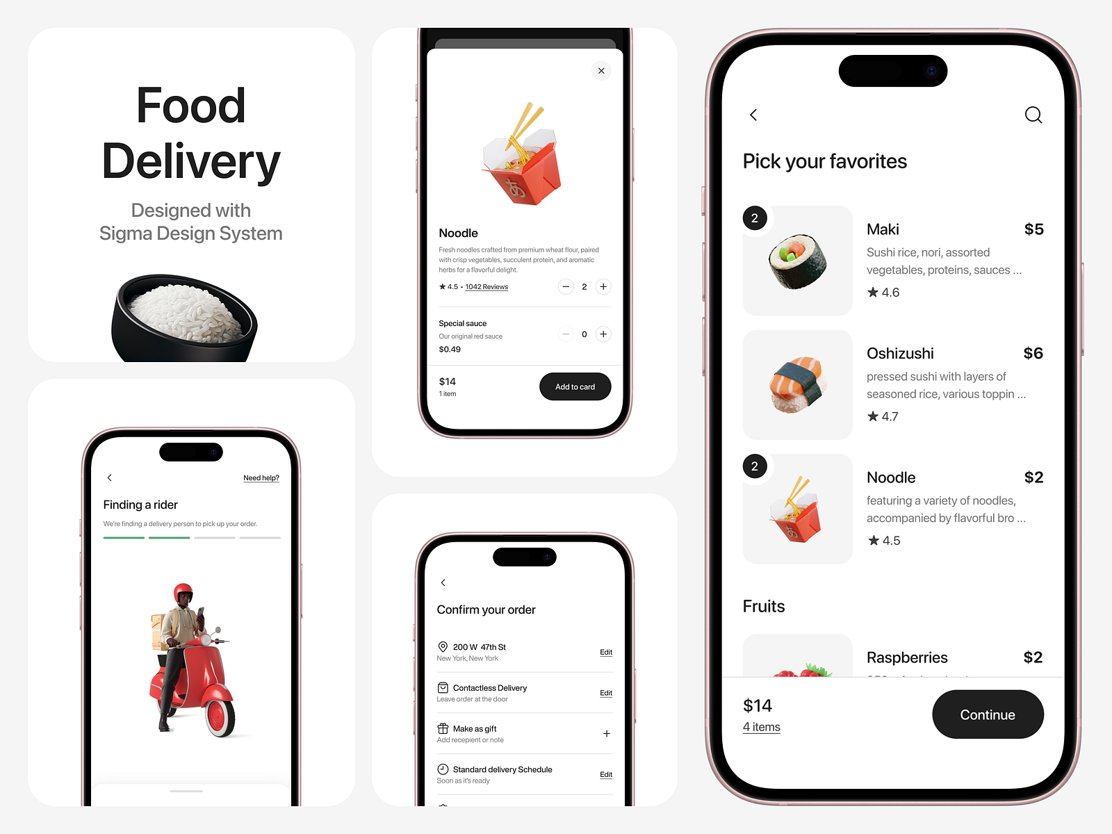 Food delivery UI designed with Sigma design system by Ameer Omidvar on ...