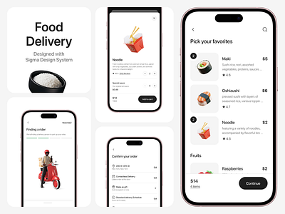 Food delivery UI designed with Sigma design system app food food delivery minimal product design sigma design system simple ui ui design uidesigner uiux ux