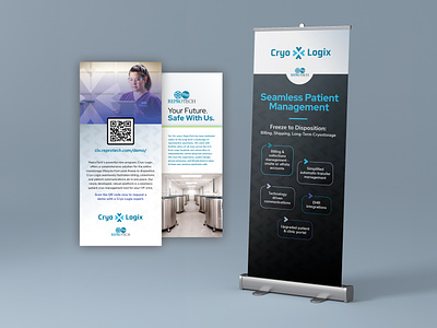 ReproTech Materials banner banners bannerstand cryo fertility graphics ivf line card marketing materials medical print design pullup banner rack card reproductive storage trade show