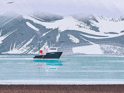 Virtual Plein Air 2d alaska ant antarctica arctic beach boat digital painting fishing ice illustration landscape mountain nautical plein air procreate sea ship snow water