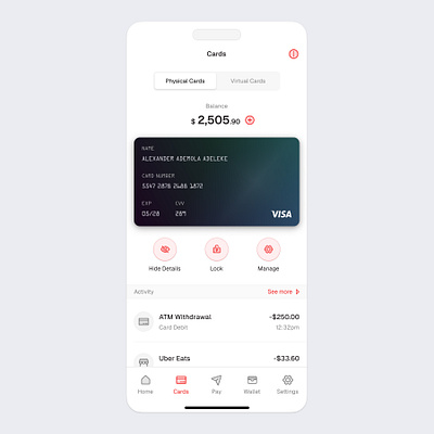 Cards menu app design bank app cards menu figma ui user interface