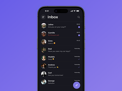 Inbox app UI app app ui dark mode inbox message ui