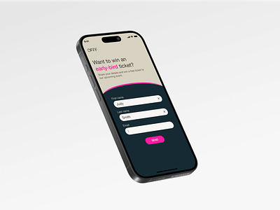 Sign up screen for OFFF app mobile ui