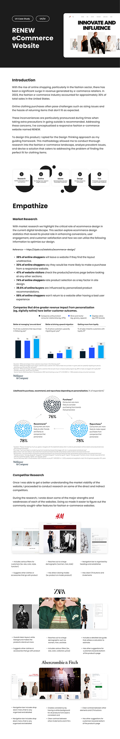 Renew Ecommerce Case Study b2c case study ecommerce empathy map lead conversion market research prototype ui user flows user persona ux