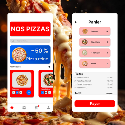 Panier application branding conception graphique design graphic design illustration logo pizza ui ux vector