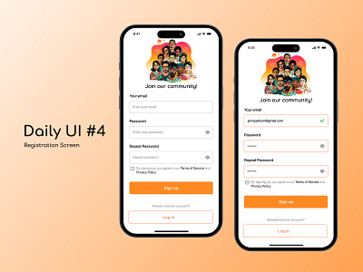 Registration Screen daily dailyui dailyuichallenge design registration sign up ui