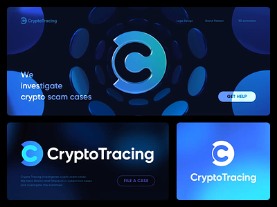 Crypto Tracing Logo Design 3d animation background bento blockchain branding gradient graphics icon identity landing page lettering logo media motion pattern social spline