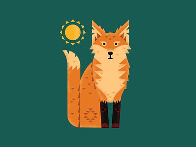 Fox adobe animal fox fur grain graphic design illustration illustrator isometric shader sun tail texture vector