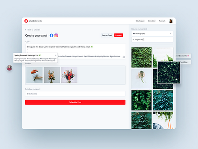 Small Biz Brands: All-In-One Marketing Software aesthetic marketing software minimal scheduling software scheduling ui social media social media scheduler social media software ui ui design ui scheduler uiux user experience ux ux design