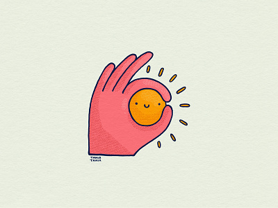 Sunny Okay 2d branding design digital art hand happy illustration illustrator ok okay sun