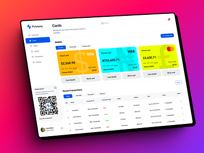 Pulsepay cards design ui ux