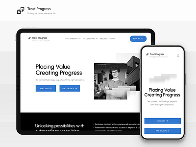 Trost Progress 🔵📶 - Company Homepage Design