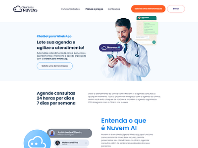 Clínica nas Nuvens - Landing Page para Chatbot design graphic design health healthtech product product design saúde tech ui ux ux design