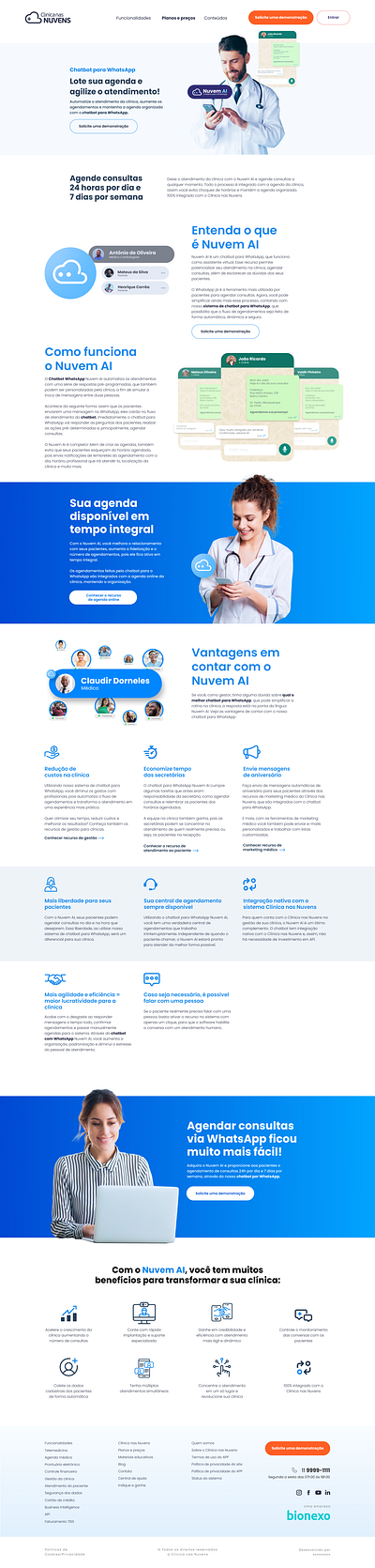 Clínica nas Nuvens - Landing Page para Chatbot design graphic design health healthtech product product design saúde tech ui ux ux design