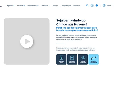 Clínica nas Nuvens - Teste Grátis (sistema) design design system graphic design health healthtech landing page product product design saúde tech ui ux ux design