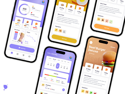 Nutrition Tracking App 3d app apps burger dashboard food illustration mobile nutrition tracking ui ux
