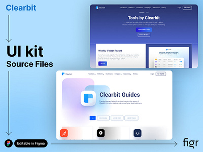 Make Clearbit UI your own branding clearbit design editable figma free kit marketing modern ui moxkup platform software template ui ui design ui kit ui ux web app web design website