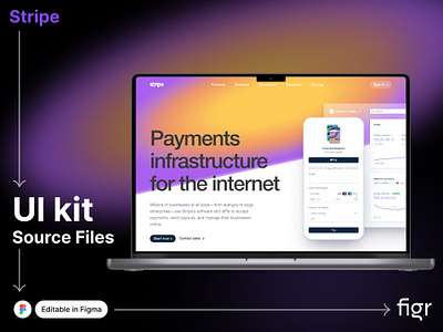 Make Stripe UI your own branding design editable figma free freelance gradient gradient ui kit modern ui payment platform product software stripe template ui ui kit ui ux website