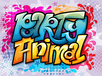 Party animal - Graffiti quotes affinity designer animal colorful design drawing graffiti graphic design halftone illustration illustrative lettering letters modern music party quotes splash text typography vector