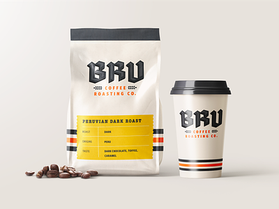 BRU Coffee - Pt.1 badges branding coffee coffee cup custom typography custom wordmark graphic design identity illustration logo packaging print