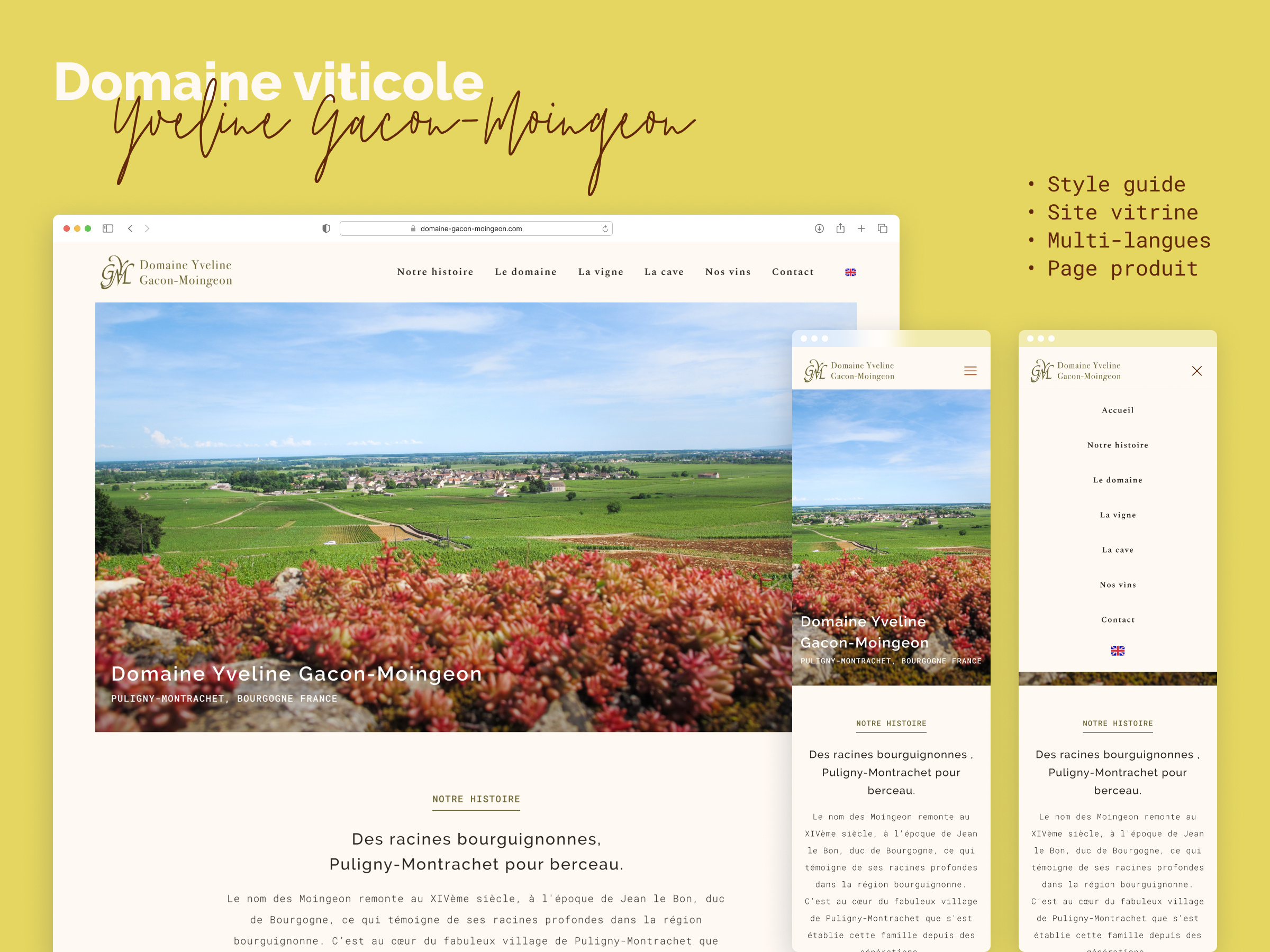 Winery Website : Domaine Gacon-Moigeon mobile site vitrine ui design vin webdesign winery