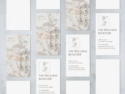 Wellness Blogger Business Card Design No. 1 blogger card business card canva customizable double sided business card etsy fertile optimism instant download monogram business card wellness card