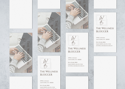 Wellness Blogger Business Card Design No. 2 blogger card business card canva customizable etsy fertile optimism instant download monogram business card wellness card