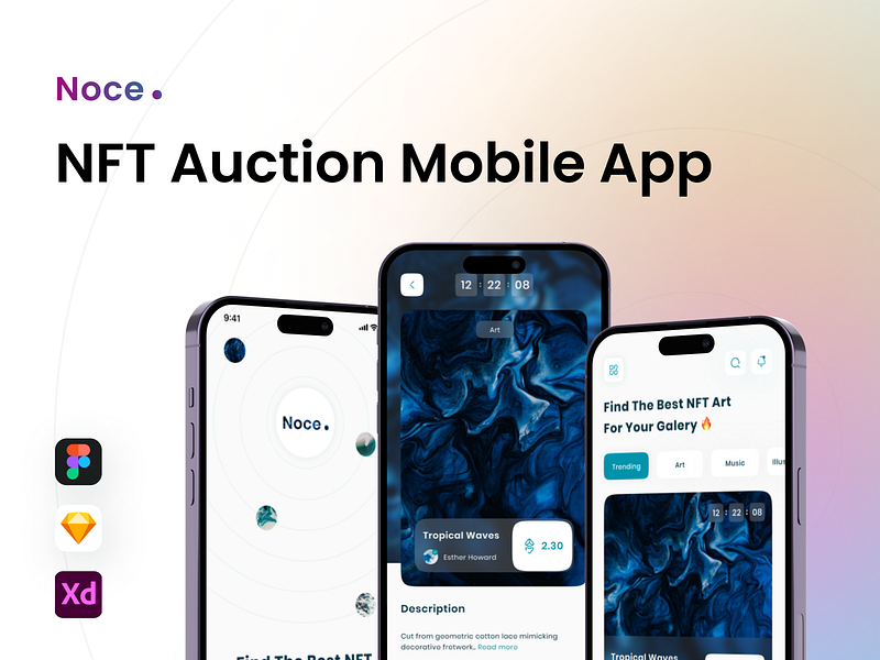 Noce - NFT Auction Mobile App auction bidding cryptocurrency digital asset metaverse mobile app mobile design nft nft marketplace ui design ux design