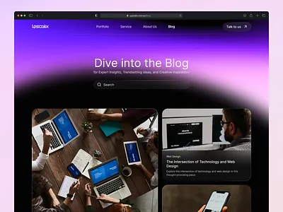 Blog Page - Design Exploration article blog blog page dark mode design digital agency gradient news ui uiux upscalix ux website