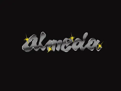 Unselected Treatment for The Almeda Club art chrome design handdrawn type illustration procreate shading treatment type wordmark