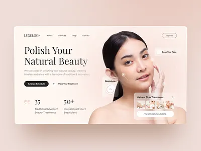 LuxeLook – Beauty Clinic Hero Section Figma Template beauty beauty clinic elegant figma figma template figma ui hero image hero section homepage landing page modern peterdraw ui ui design uiux user interface webdesign website website design