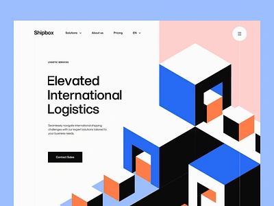 Logistics Landing Page animation clean design flat geometric hero header homepage illustration landing landing page logistics minimal page ui ui design ui interaction ux ux design web website