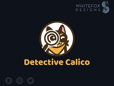 Detective Calico cat detective feline logo