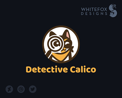 Detective Calico cat detective feline logo