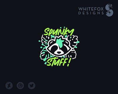 Spunky Stuff! logo monstera paint raccoon tropical