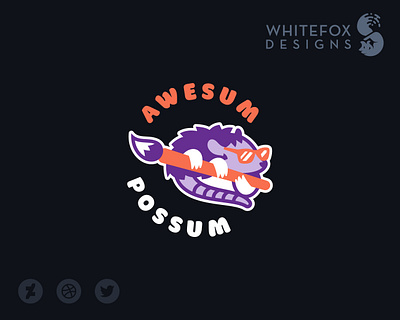 Awesum Possum brush logo opossum