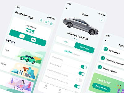 BEN Data Apps app apps branding car clean design design app ui ux