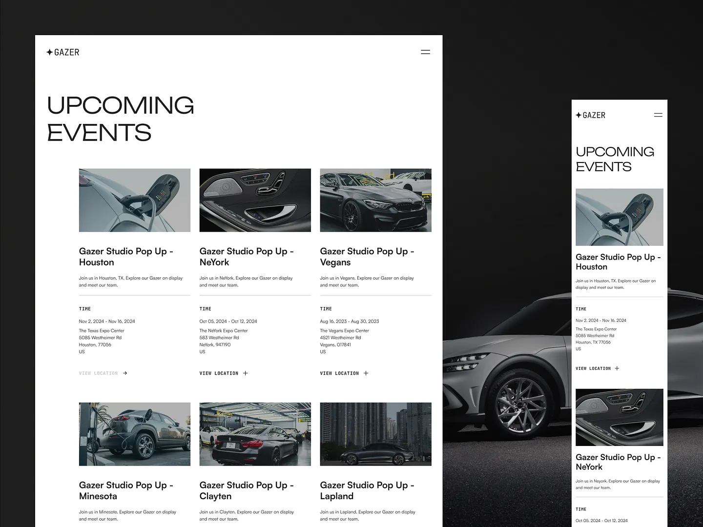 Car Dealership Website - Upcoming Events Showcase